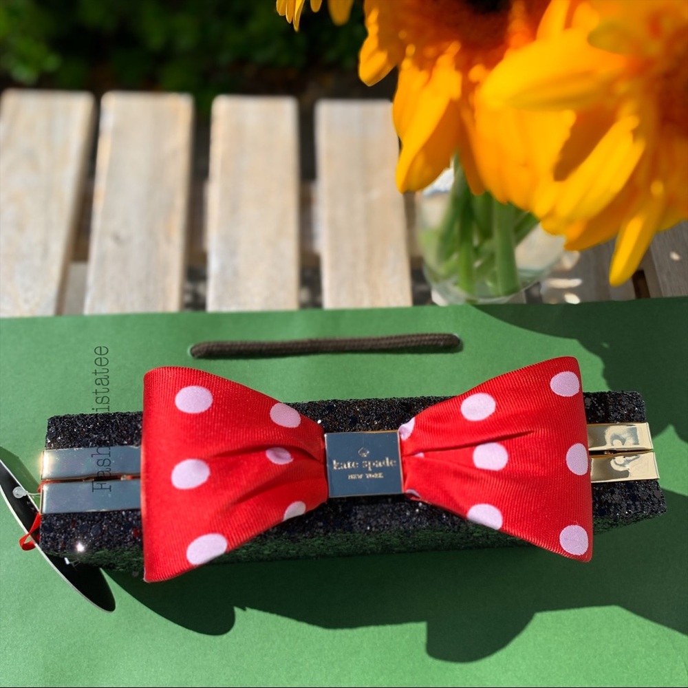 Kate spade Minnie Mouse bow clasp clutch black - Picture 3 of 8